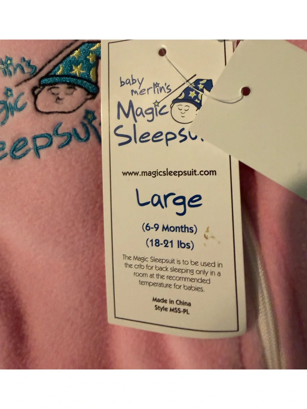 NWT Large Baby Merlin's Magic Sleepsuit Micro-Fleece
